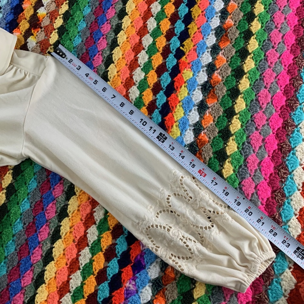 Vintage Jersey Stretch Knit Button Polo Collar Lace Eyelet Tie Belted Mi… - Picture 6 of 9